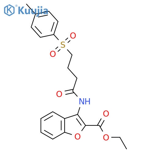 ethyl 3-4-(4-methylbenzenesulfonyl)butanamido-1-benzofuran-2-carboxylate structure