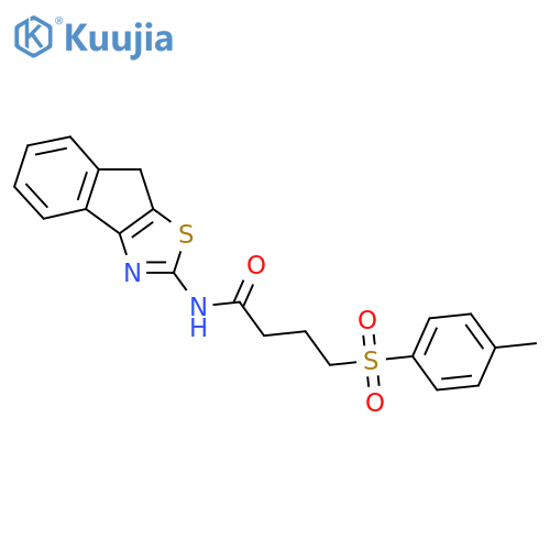 N-{8H-indeno1,2-d1,3thiazol-2-yl}-4-(4-methylbenzenesulfonyl)butanamide structure