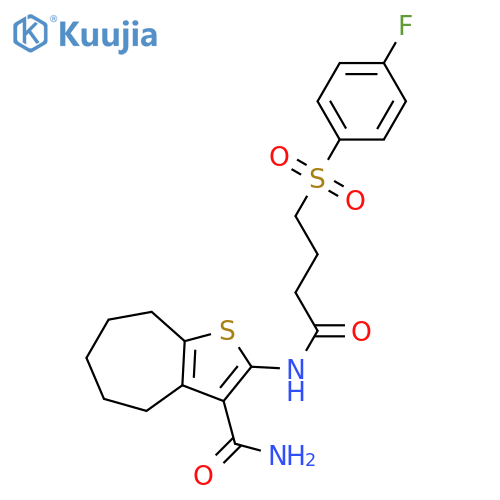 2-4-(4-fluorobenzenesulfonyl)butanamido-4H,5H,6H,7H,8H-cycloheptabthiophene-3-carboxamide structure