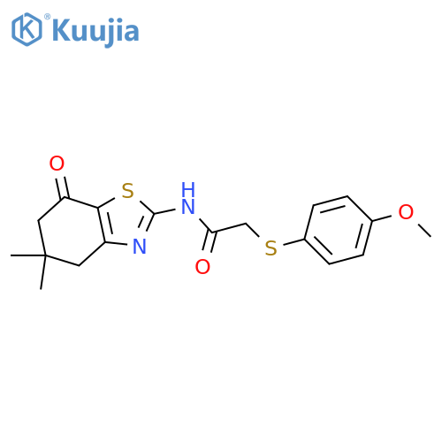 N-(5,5-dimethyl-7-oxo-4,5,6,7-tetrahydro-1,3-benzothiazol-2-yl)-2-(4-methoxyphenyl)sulfanylacetamide structure