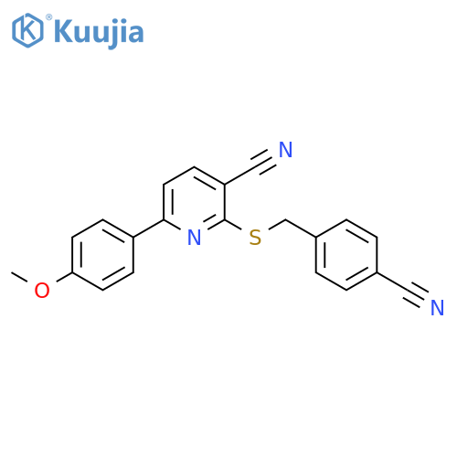 2-{(4-cyanophenyl)methylsulfanyl}-6-(4-methoxyphenyl)pyridine-3-carbonitrile structure