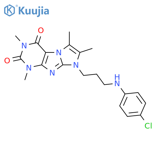 8-{3-(4-chlorophenyl)aminopropyl}-1,3,6,7-tetramethyl-1H,2H,3H,4H,8H-imidazo1,2-gpurine-2,4-dione structure