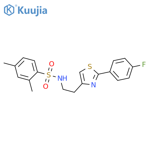 N-{2-2-(4-fluorophenyl)-1,3-thiazol-4-ylethyl}-2,4-dimethylbenzene-1-sulfonamide structure