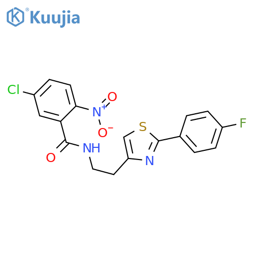 5-chloro-N-{2-2-(4-fluorophenyl)-1,3-thiazol-4-ylethyl}-2-nitrobenzamide structure