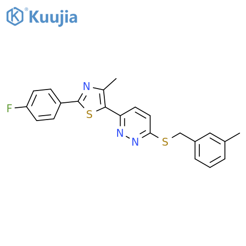 3-2-(4-fluorophenyl)-4-methyl-1,3-thiazol-5-yl-6-{(3-methylphenyl)methylsulfanyl}pyridazine structure