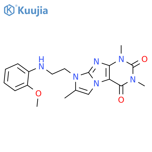 8-{2-(2-methoxyphenyl)aminoethyl}-1,3,7-trimethyl-1H,2H,3H,4H,8H-imidazo1,2-gpurine-2,4-dione structure
