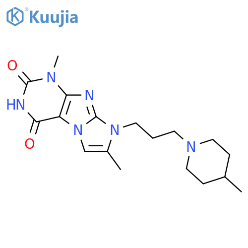 1,7-dimethyl-8-3-(4-methylpiperidin-1-yl)propyl-1H,2H,3H,4H,8H-imidazo1,2-gpurine-2,4-dione structure