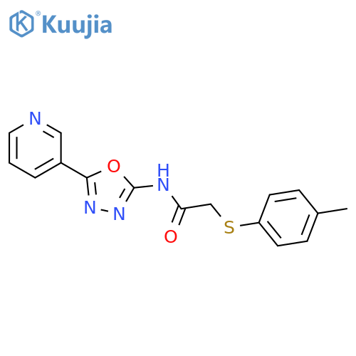 2-(4-methylphenyl)sulfanyl-N-5-(pyridin-3-yl)-1,3,4-oxadiazol-2-ylacetamide structure