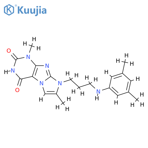 8-{3-(3,5-dimethylphenyl)aminopropyl}-1,7-dimethyl-1H,2H,3H,4H,8H-imidazo1,2-gpurine-2,4-dione structure