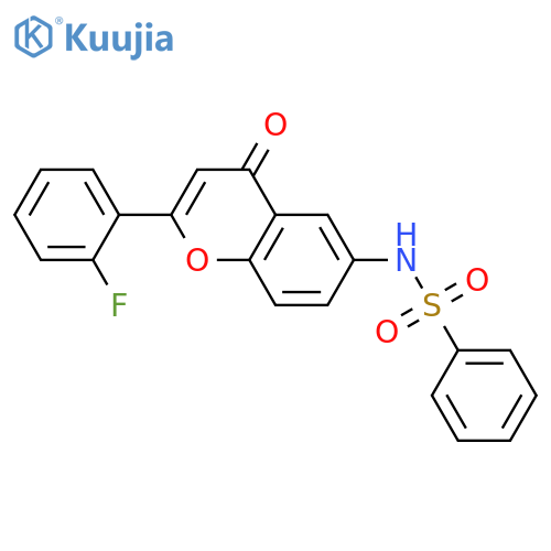 N-2-(2-fluorophenyl)-4-oxo-4H-chromen-6-ylbenzenesulfonamide structure