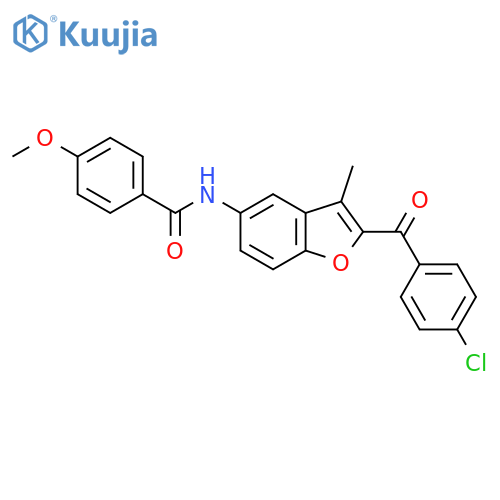 N-2-(4-chlorobenzoyl)-3-methyl-1-benzofuran-5-yl-4-methoxybenzamide structure