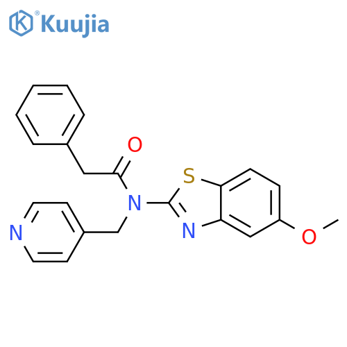 N-(5-methoxy-1,3-benzothiazol-2-yl)-2-phenyl-N-(pyridin-4-yl)methylacetamide structure