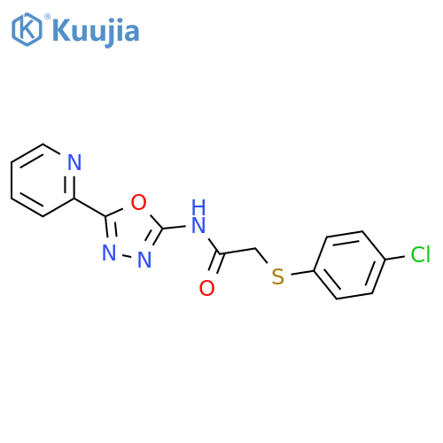 2-(4-chlorophenyl)sulfanyl-N-5-(pyridin-2-yl)-1,3,4-oxadiazol-2-ylacetamide structure
