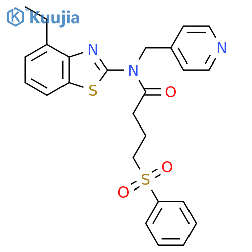 4-(benzenesulfonyl)-N-(4-ethyl-1,3-benzothiazol-2-yl)-N-(pyridin-4-yl)methylbutanamide structure