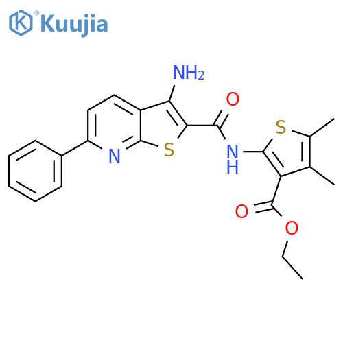 ethyl 2-{3-amino-6-phenylthieno2,3-bpyridine-2-amido}-4,5-dimethylthiophene-3-carboxylate structure