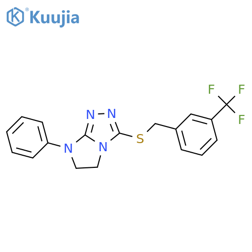 7-phenyl-3-({3-(trifluoromethyl)phenylmethyl}sulfanyl)-5H,6H,7H-imidazo2,1-c1,2,4triazole structure