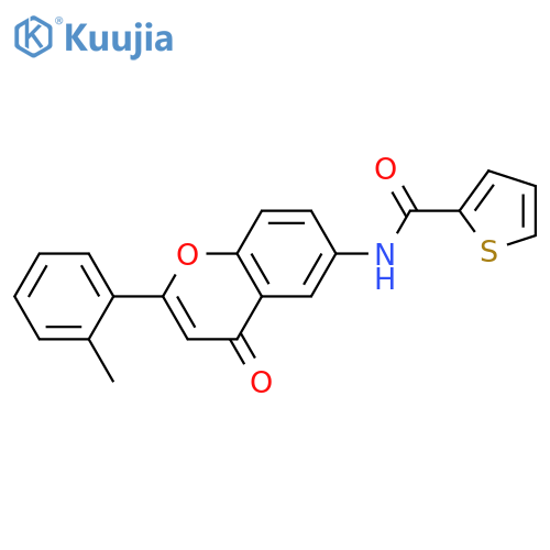 N-2-(2-methylphenyl)-4-oxo-4H-chromen-6-ylthiophene-2-carboxamide structure