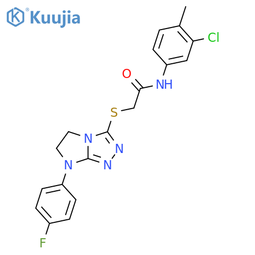 N-(3-chloro-4-methylphenyl)-2-{7-(4-fluorophenyl)-5H,6H,7H-imidazo2,1-c1,2,4triazol-3-ylsulfanyl}acetamide structure