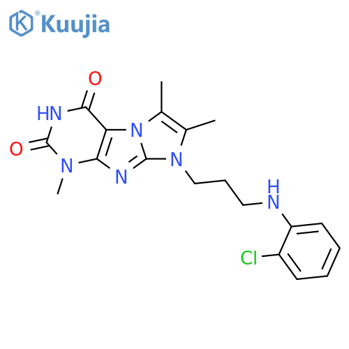 8-{3-(2-chlorophenyl)aminopropyl}-1,6,7-trimethyl-1H,2H,3H,4H,8H-imidazo1,2-gpurine-2,4-dione structure