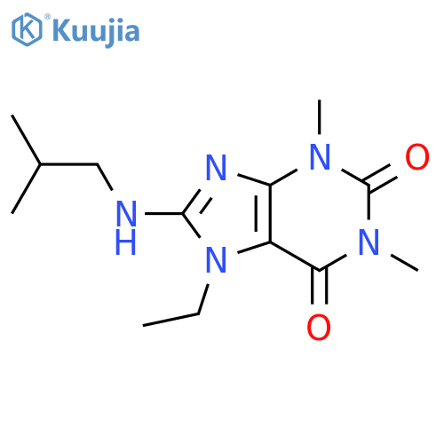 7-ethyl-1,3-dimethyl-8-(2-methylpropyl)amino-2,3,6,7-tetrahydro-1H-purine-2,6-dione structure