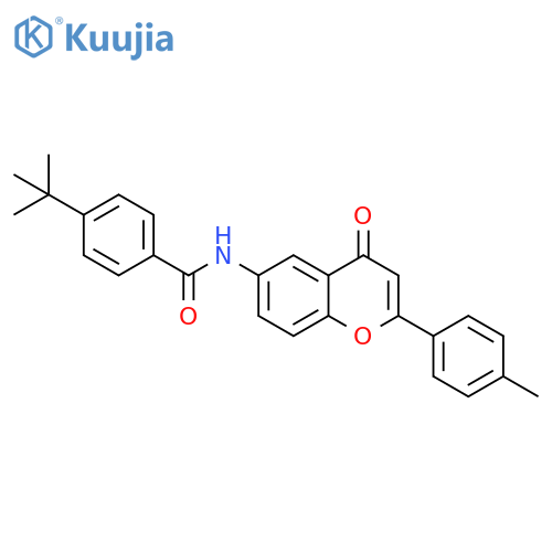 4-tert-butyl-N-2-(4-methylphenyl)-4-oxo-4H-chromen-6-ylbenzamide structure