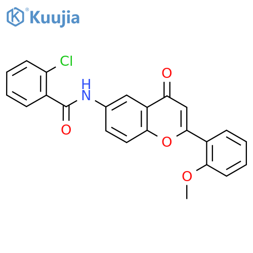 2-chloro-N-2-(2-methoxyphenyl)-4-oxo-4H-chromen-6-ylbenzamide structure
