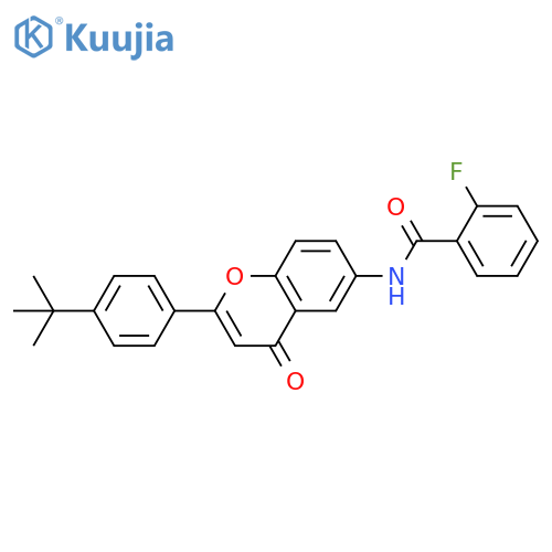 N-2-(4-tert-butylphenyl)-4-oxo-4H-chromen-6-yl-2-fluorobenzamide structure