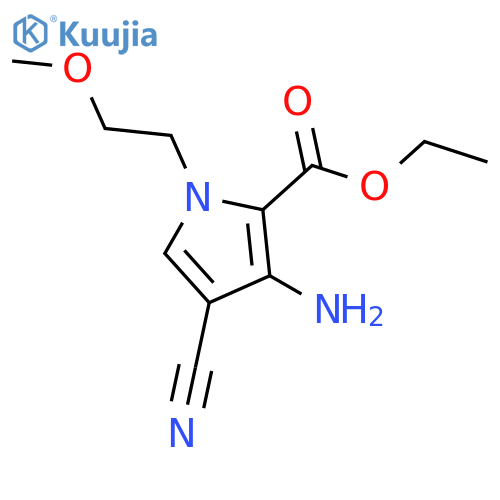 ethyl 3-amino-4-cyano-1-(2-methoxyethyl)-1H-pyrrole-2-carboxylate structure