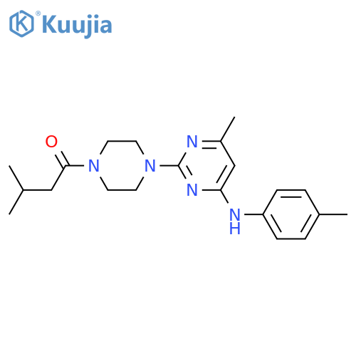 3-methyl-1-(4-{4-methyl-6-(4-methylphenyl)aminopyrimidin-2-yl}piperazin-1-yl)butan-1-one structure