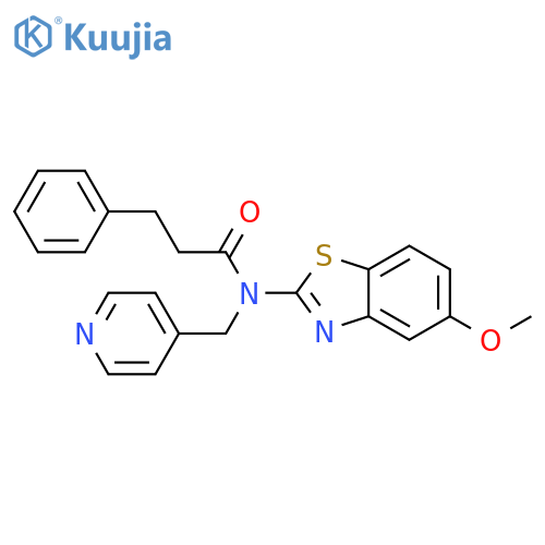 N-(5-methoxy-1,3-benzothiazol-2-yl)-3-phenyl-N-(pyridin-4-yl)methylpropanamide structure