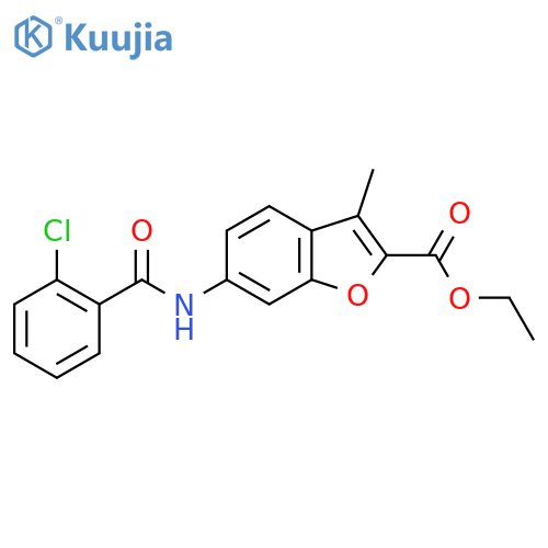 ethyl 6-(2-chlorobenzamido)-3-methyl-1-benzofuran-2-carboxylate structure