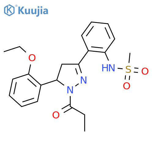 N-{2-5-(2-ethoxyphenyl)-1-propanoyl-4,5-dihydro-1H-pyrazol-3-ylphenyl}methanesulfonamide structure