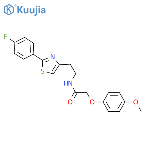 N-{2-2-(4-fluorophenyl)-1,3-thiazol-4-ylethyl}-2-(4-methoxyphenoxy)acetamide structure