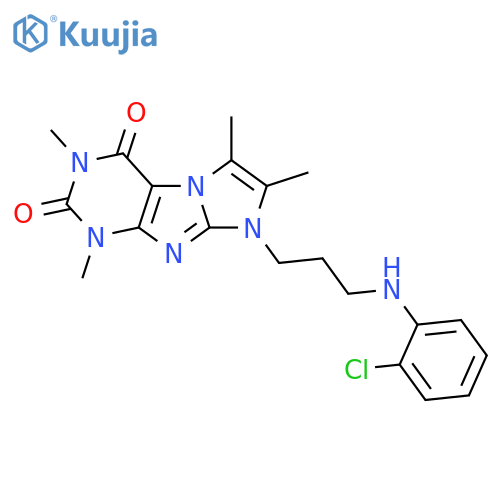 8-{3-(2-chlorophenyl)aminopropyl}-1,3,6,7-tetramethyl-1H,2H,3H,4H,8H-imidazo1,2-gpurine-2,4-dione structure