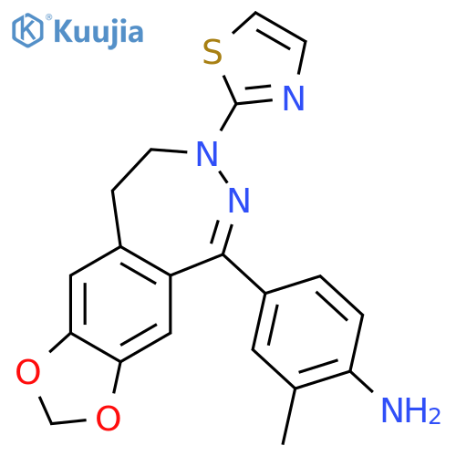 2-Methyl-4-[7-(1,3-thiazol-2-yl)-8,9-dihydro-7H-[1,3]dioxolo[4,5-h][2,3]benzodiazepin-5-yl]aniline structure