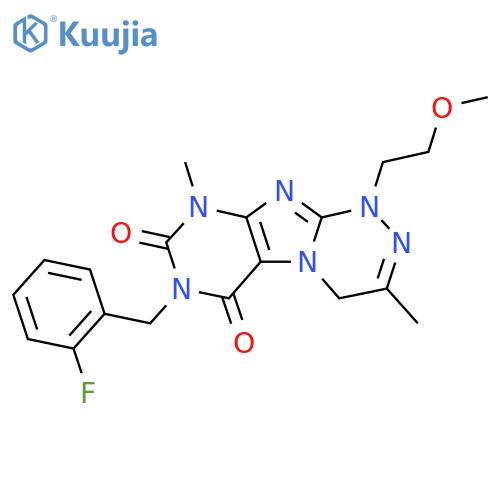 7-(2-fluorophenyl)methyl-1-(2-methoxyethyl)-3,9-dimethyl-1H,4H,6H,7H,8H,9H-1,2,4triazino4,3-gpurine-6,8-dione structure
