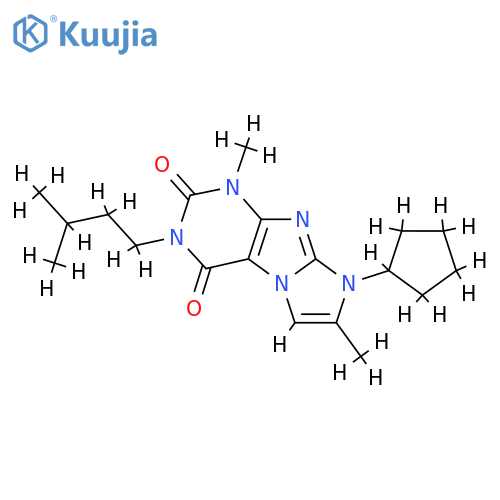 8-cyclopentyl-1,7-dimethyl-3-(3-methylbutyl)-1H,2H,3H,4H,8H-imidazo1,2-gpurine-2,4-dione structure