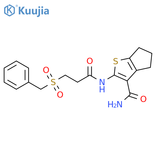 2-(3-phenylmethanesulfonylpropanamido)-4H,5H,6H-cyclopentabthiophene-3-carboxamide structure