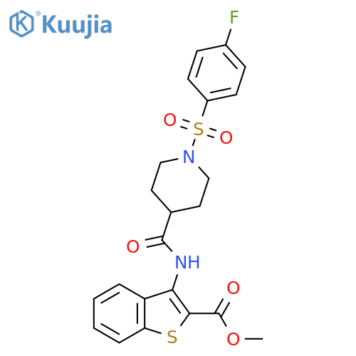 methyl 3-1-(4-fluorobenzenesulfonyl)piperidine-4-amido-1-benzothiophene-2-carboxylate structure