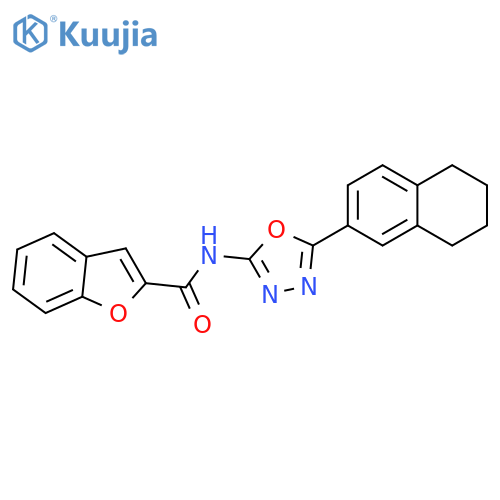 N-5-(5,6,7,8-tetrahydronaphthalen-2-yl)-1,3,4-oxadiazol-2-yl-1-benzofuran-2-carboxamide structure