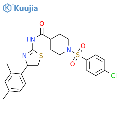 1-(4-chlorobenzenesulfonyl)-N-4-(2,4-dimethylphenyl)-1,3-thiazol-2-ylpiperidine-4-carboxamide structure