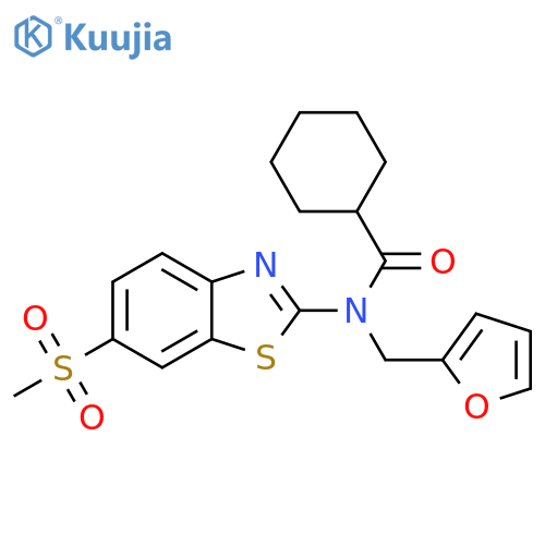 N-(furan-2-yl)methyl-N-(6-methanesulfonyl-1,3-benzothiazol-2-yl)cyclohexanecarboxamide structure