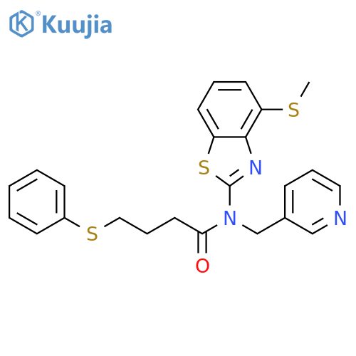 N-4-(methylsulfanyl)-1,3-benzothiazol-2-yl-4-(phenylsulfanyl)-N-(pyridin-3-yl)methylbutanamide structure