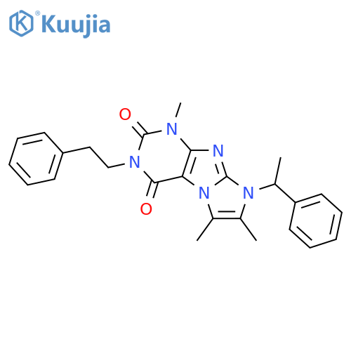 1,6,7-trimethyl-8-(1-phenylethyl)-3-(2-phenylethyl)-1H,2H,3H,4H,8H-imidazo1,2-gpurine-2,4-dione structure