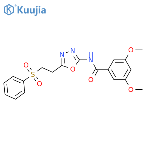 N-{5-2-(benzenesulfonyl)ethyl-1,3,4-oxadiazol-2-yl}-3,5-dimethoxybenzamide structure