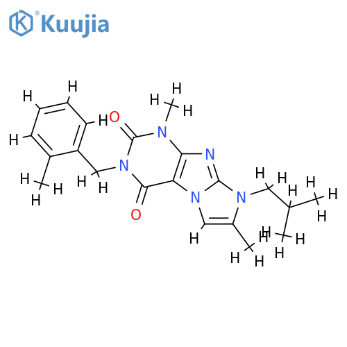 1,7-dimethyl-3-(2-methylphenyl)methyl-8-(2-methylpropyl)-1H,2H,3H,4H,8H-imidazo1,2-gpurine-2,4-dione structure