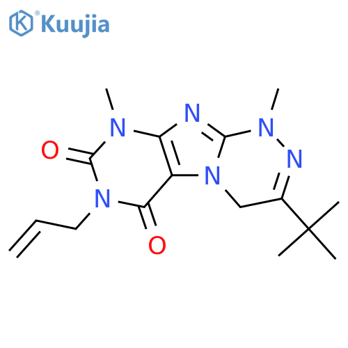 3-tert-butyl-1,9-dimethyl-7-(prop-2-en-1-yl)-1H,4H,6H,7H,8H,9H-1,2,4triazino4,3-gpurine-6,8-dione structure