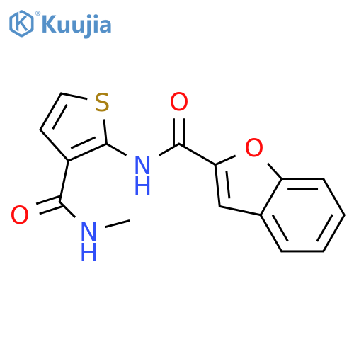 N-3-(methylcarbamoyl)thiophen-2-yl-1-benzofuran-2-carboxamide structure