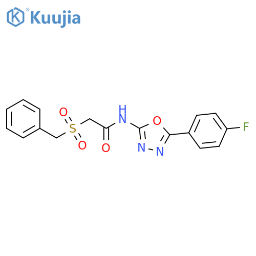 N-5-(4-fluorophenyl)-1,3,4-oxadiazol-2-yl-2-phenylmethanesulfonylacetamide structure