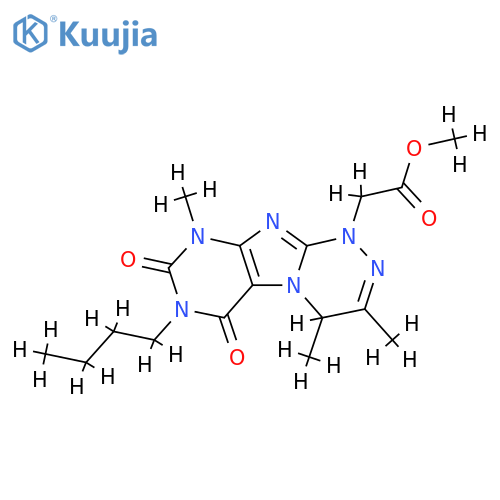 methyl 2-{7-butyl-3,4,9-trimethyl-6,8-dioxo-1H,4H,6H,7H,8H,9H-1,2,4triazino4,3-gpurin-1-yl}acetate structure
